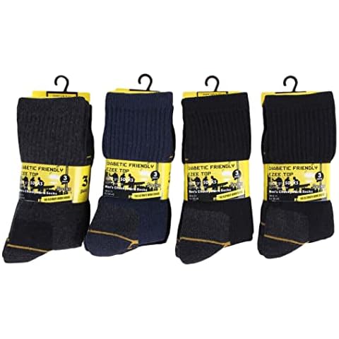 Mens Diabetic Friendly Work Chunky Heavy Duty Socks Thick Contrast Heel Toe (Multi (03 Pairs)) Cover