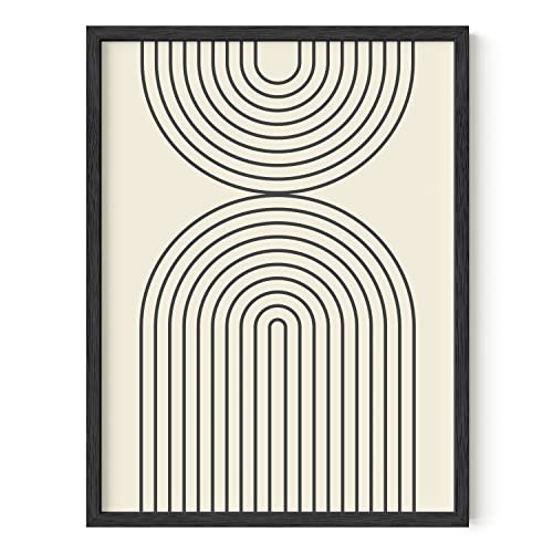 HAUS AND HUES Neutral Wall Art Prints for Wall Decor - Boho Art Wall Prints, Mid Century Modern Decor Line Art Geometric Poster (12 x 16 Unframed)
