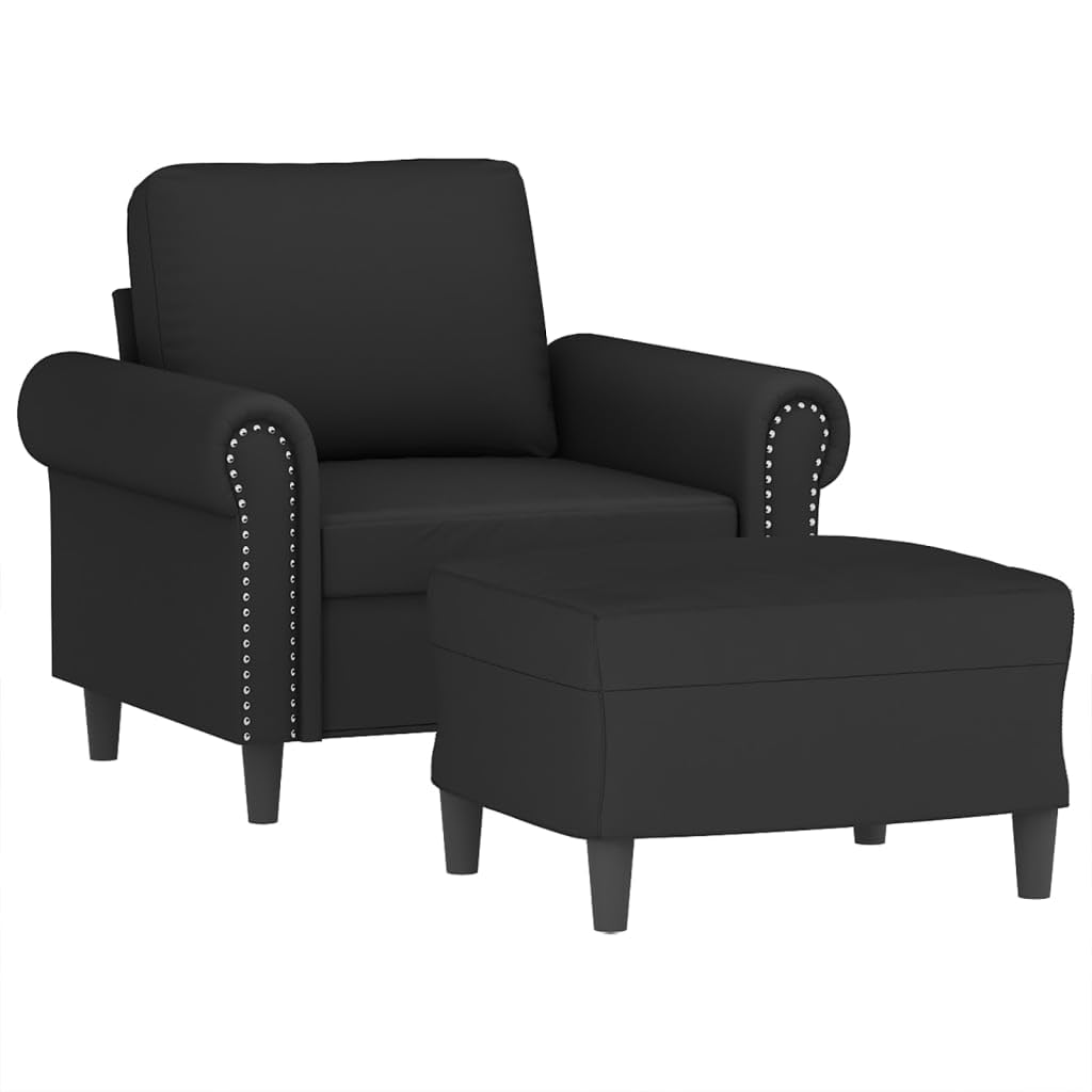 Gecheer Poltrona con Poggiapiedi Nero 60 cm in Velluto,Poltrona,Relax,Reclinabile,da TV,da Lettura,Poltrona da TV,Poltrona Relax,Comoda,Poltrona Reclinabile,P3201210