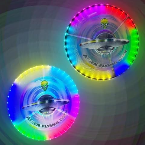 Punieayi Bundle of 2 - LED Flying Disc with Millions of Colors, 12 Light Up Modes, White + Grey Cover