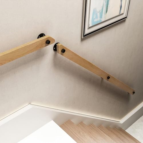 Rampe murale rustique rétro en bois pour sécuriser un escalier