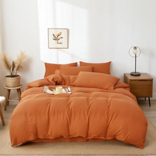Nayoroom Musselin Bettwäsche 135x200 Baumwolle Karamell Baumwoll Bettbezug – Ansicht 3