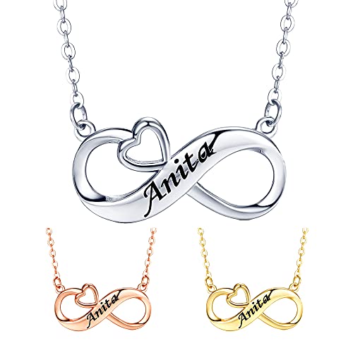 REIOT Infinity Halskette Damen 925 Sterling Silber,Unendlichkeit Herz Halskette Verstellbar Halskette Valentinstag Muttertag Geburtstags Weihnachten Geschenk für Sie Frauen Freundin mama Cover