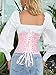 Alivila.Y Fashion Womens Vintage Brocade Underbust Boned Corset Waist Trainer 2686-Pink-2XL