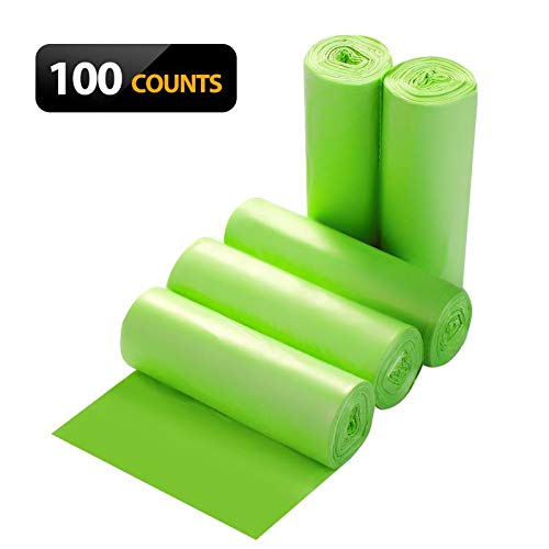 Small Trash Bags 4-Gallon Biodegradable - 100 Counts/ 5 Rolls Recycling and Degradable