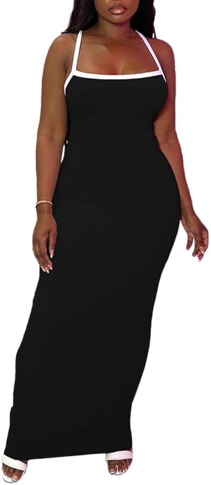 PINSV Women Summer Long Dress Casual Slip Sexy Slim Sleeveless Bodycon Maxi Dresses for Women - Image 4