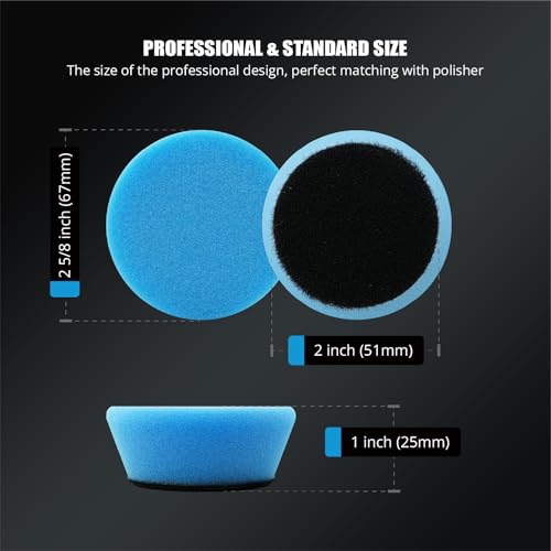 Image of SPTA Blue T60 Moderate-Cut Foam Polishing Pads, 5Pcs 2inch /50mm Sponge Polishing Buffing Pads, Car Foam Detail Polishing Pad Kit for Car Detail Polishing, Small Area Polishing -FPTSS2B