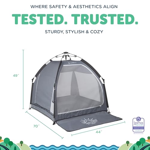 Image of Baby Delight Go with Me Villa Portable Tent and Playard | Kids Tent and Playhouse | Indoor and Outdoor | Elephant Grey