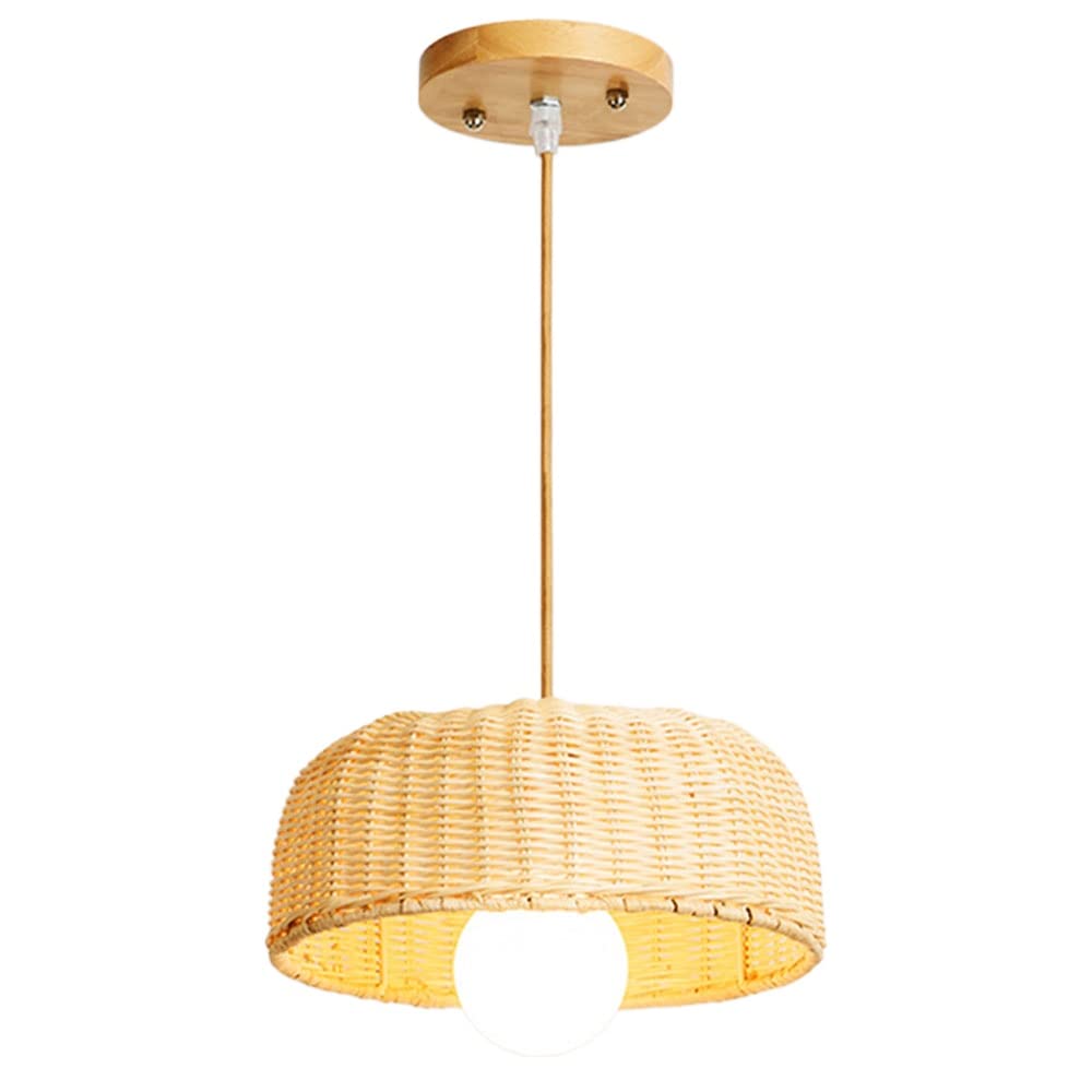 LYMSXAZOU Modern Rattan Chandelier Natural Material Lamp Handwoven Bamboo Lampshade Bedroom Restaurant Decoration For E26/27 Holder 1Pack Not Including Bulb