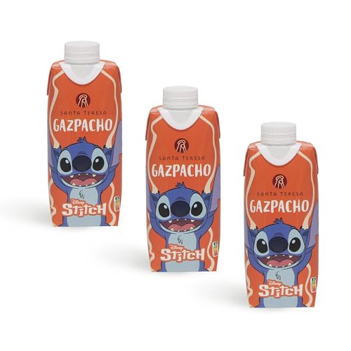 Santa Teresa - Pack de 3 -Gazpacho Disney- Sabor suave y fresco, ideal para niños. Ingredientes 100% naturales. Sin pan ni agua añadida. Sin conservantes ni aditivos. Sin gluten. 3 x 330m