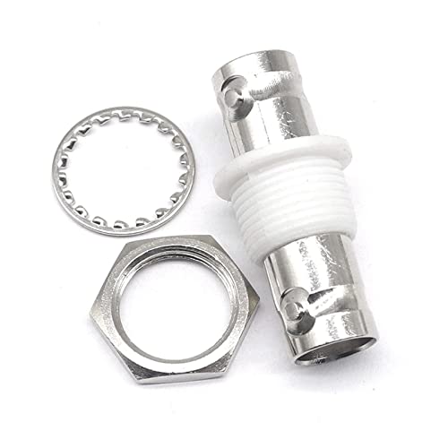 Conector BNC hembra a hembra recto de cobre con tuerca y junta pasamuros 6