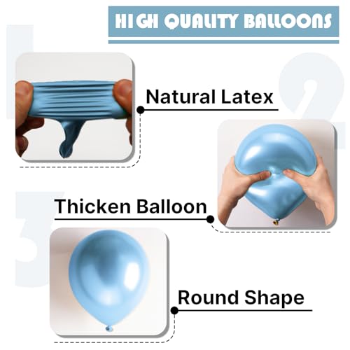 Image of PartyWoo Metallic Light Blue Balloons 50 pcs 5 inch Metallic Baby Blue Small Mini Balloons for Graduation Wedding Baby Shower Gender Reveal Anniversary Birthday Party Decorations Blue-G119