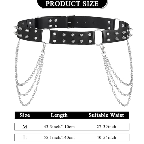 ELABEST Studded Belt Punk Belt Pyramid Waist Belt Gothic Leather Belt Accessories for Women (studded-55in)4