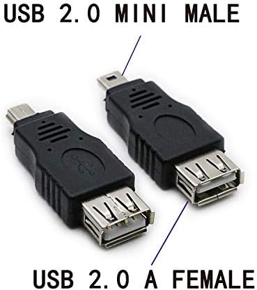 2 Pack USB 2.0 MINI USB Male to Type A Female OTG Adapter Connector Converter Coupler