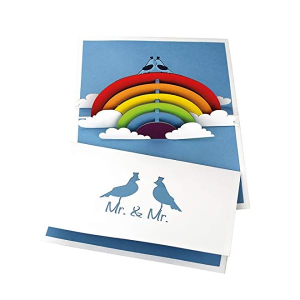 '3d Carte de mariage"Gay Wedding – Birds in Love" – Pop Up"Mr. & Mr. comme carte d'invitation, carte d'invitation & cadeau Symbole de mariage - Imagen 5