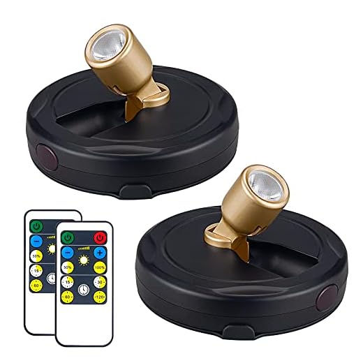 HAMVIDNE Wireless LED Spotlight, Battery Powered Picture Lights, Uplighting Indoor, Puck Lights with Remote, Stick Spot Light for Wall Art Display Dartboard Painting Artwork Accent Closet-Gold