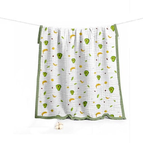 Image of 100% Cotton 6-Layer Muslin Baby Blanket - Avocado Print | Super Soft, Breathable & All Seasons Multipurpose Blanket for Babies