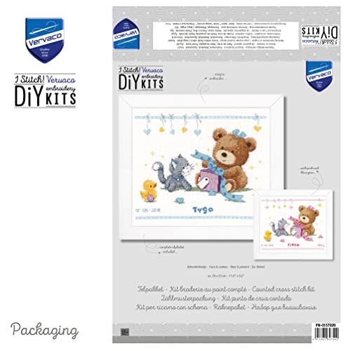 Kit de point de croix compté ours idéal pour décorer la chambre de bébé