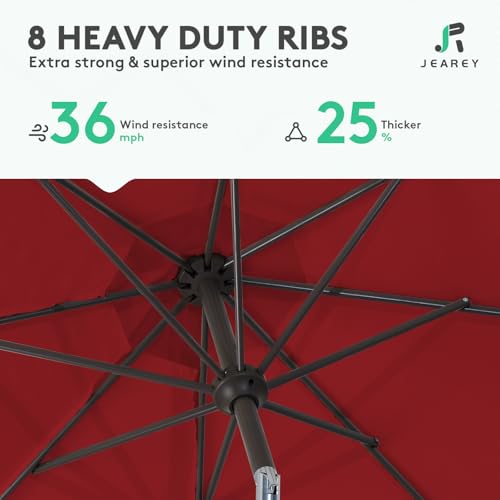 Image of JEAREY 10FT Outdoor Patio Umbrella, Market Umbrella, Light Red