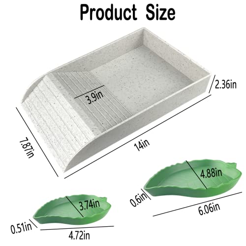 image for Quaocens 3 PCS Tortoise Food Dish with Ramp and Tortoise Water Bowl,Gr