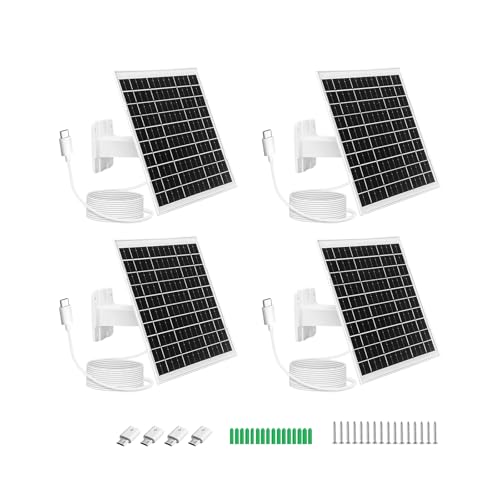 BTAWPC 4 Pack 5V 7W USB Type-C Solar Panel Camera Charger for Arlo Essential XL Cam 2nd Gen Essential 2K (2nd Generation) Pro 6th Gen 2K 2025 Release Security Camera Solar Panel with 9.3FT USB C Cable
