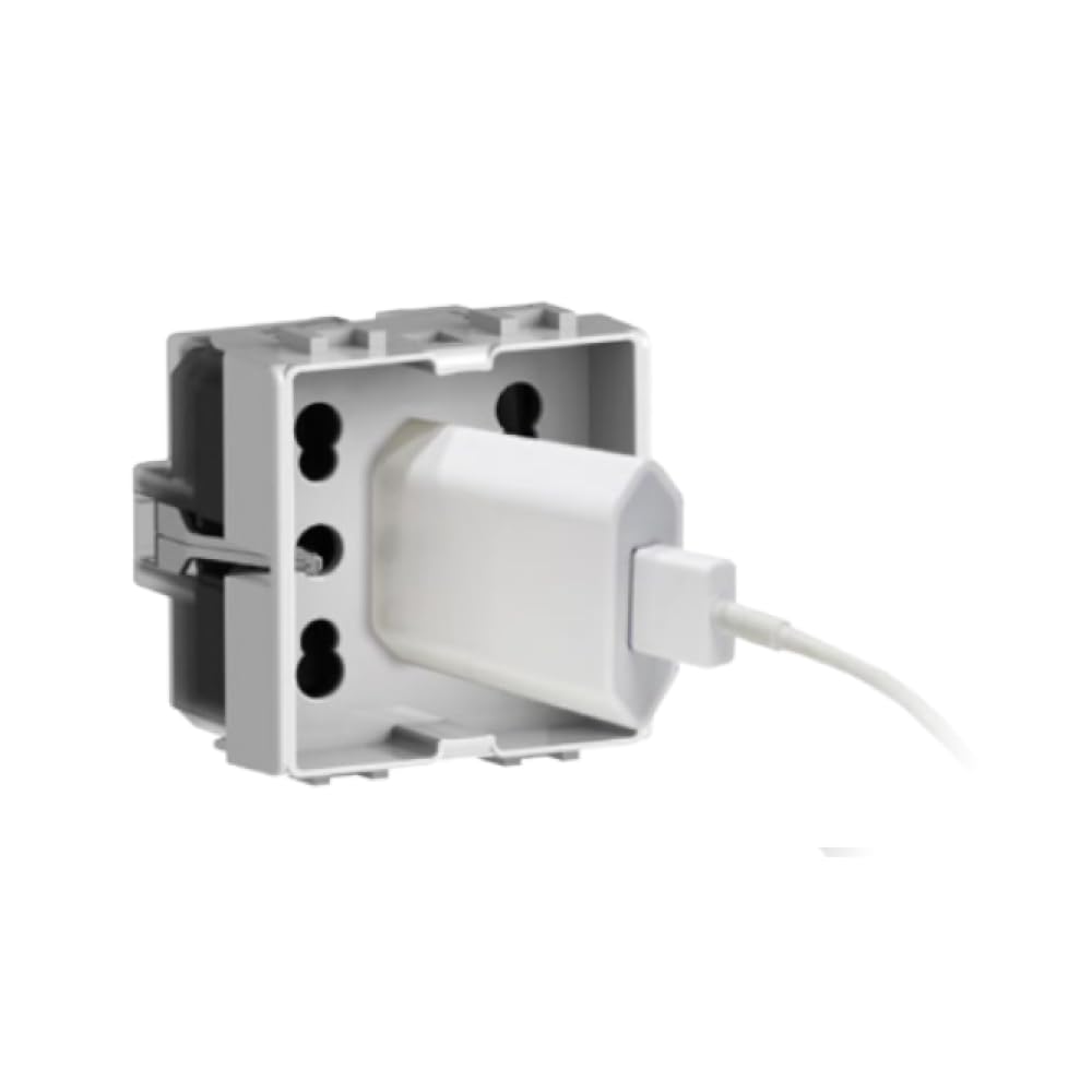 Confezione da 5 prese multistandard 10A 16A bipasso schuko, Moduli Bianchi, Compatibile Con Vimar Plana, antenna, ethernet, TV, antenna, USB, schuko, Per Placche originali e compatibili