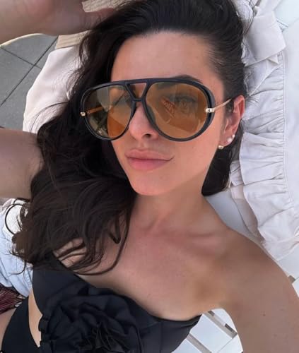 GRFISIA Retro Aviator Sunglasses for Women Men Trendy Oversized Round Sun Glasses Vintage Shield Shades2