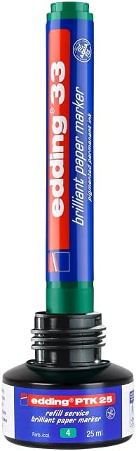 edding 33 brilliant paper marker - black - 10 waterproof permanent markers - chisel nib 1-5 mm - vibrant colours - lightfast marking on paper, card, cardboard, plastic, metal and glass, 4-33001