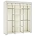 SONGMICS Kleiderschrank, Faltschrank, Stoffschrank, faltbare Garderobe mit 2 Kleiderstange, 175 x 150 x 45 cm, Beige RYG12M