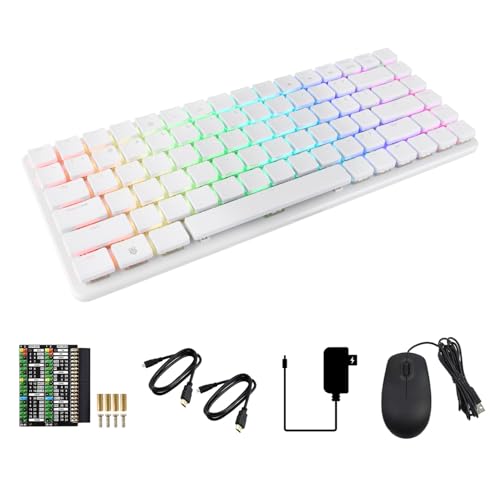 waveshare Mechanical Keyboard Compatible with Raspberry Pi 500+ WiFi/Bluetooth Support Dual-4K Outputs Comes with Official Raspberry Pi 256GB NVMe Solid State Drive RGB Backlight
