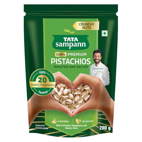 Tata Sampann Pistachios Roasted & Salted, Pista, 200g, Rich In Protein, Phosphorus, & Dietary Fibre, Premium Nuts & Dry Fruits, Crunchy & Delicious He