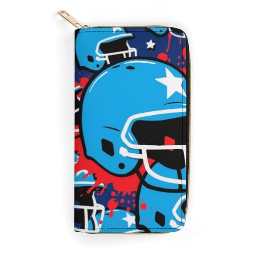 Portefeuille bleu synthétique zippé fini les cartes perdues avec le motif baseball unisexe