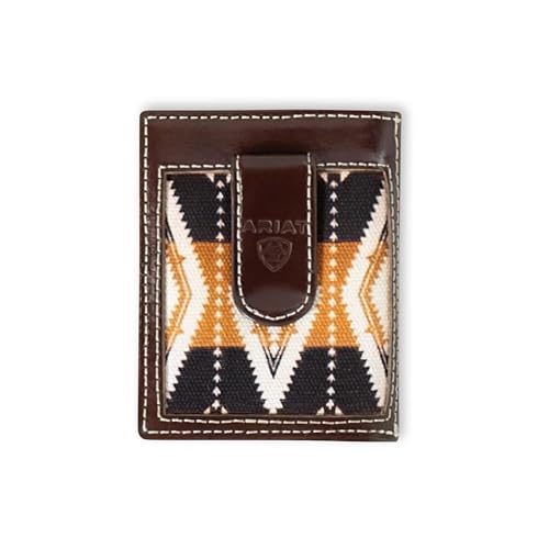 ARIAT Money Clip Southwest Fabric Wallet, Brown