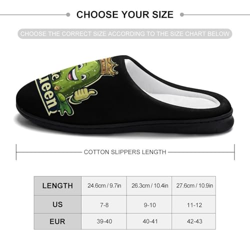 Queen of Pickle Women's Cotton Slippers Indoor Outdoor Slip-on Warm House Shoes with Anti-Skid Rubber Sole2