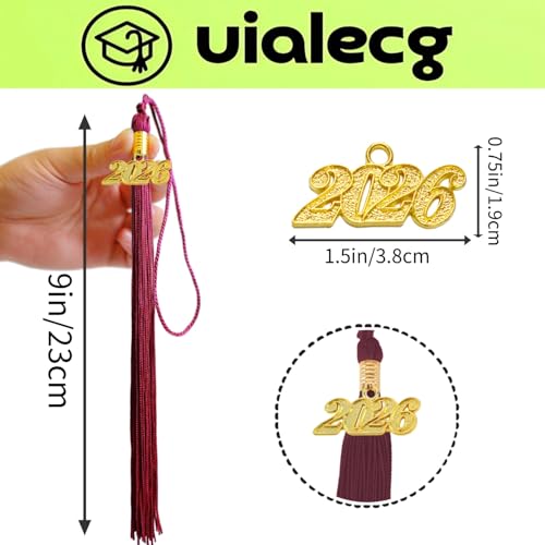 Image of Graduation Tassel 2026 for Grad Cap,Maroon Tassel with Gold Charm