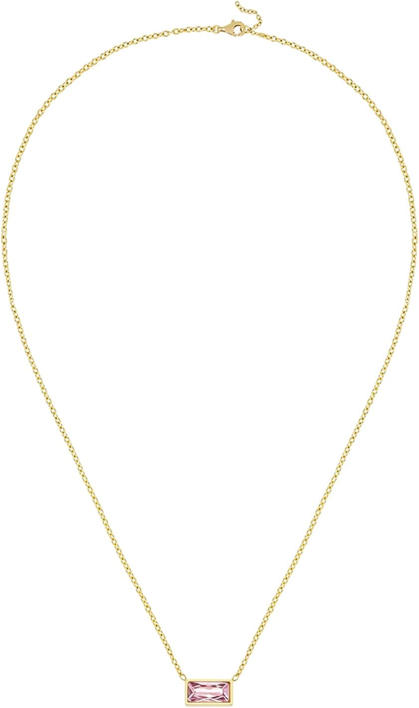 Diamond Gold Necklace for Women 18K Plated Dainty Emerald Birthstone Necklace Green Pendant Female Trendy Charms Jewlery Mothers Day Gifts - Image 3