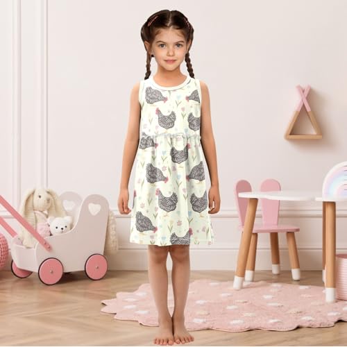Girls Casual Dress Cute Sleeveless A-Line Swing Beach Summer Dress for 2-8 Years2
