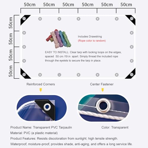 Lona impermeable resistente exterior transparente para coches y protección de techos 8