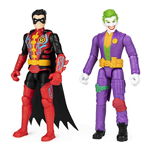 DC Comics Batman 4-inch Robin and The Joker Action Figures for Boys with 6 Mystery Accessories, Kids Toys for Boys Aged 3 and up