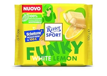 RITTERSPORT White Lemon, Tavoletta di Cioccolato Bianco con Limone Fresco e Fruttato, Cacao 100% Certificato Sostenibile, 100 g
