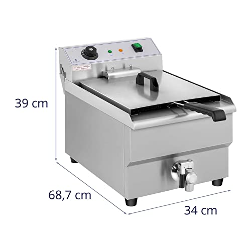 Royal Catering Kommerzielle Fritteuse Kapazität 16 l 3500 W 50-200 °C Kaltzone Ablasshahn autom. Abschaltung Thermoschutz Cool-Touch-Griff Elektro-Fritteuse Gastro-Fritteuse – Bild 8