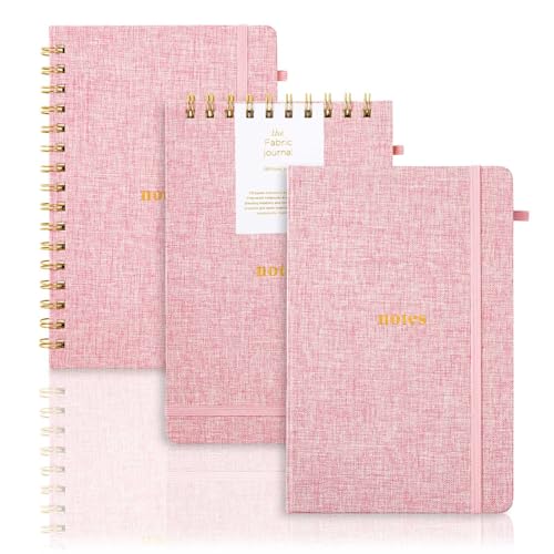 Carnets de notes lignés A5 d'une grande élégance avec leur couverture en tissu rigide rose