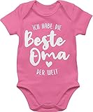 Baby Strampler Mädchen & Junge - Ich Habe die Beste Oma der Welt - 6/12 Monate - Pink - Spruch - BZ10 - Baby Body Kurzarm für Jungen und Mädchen