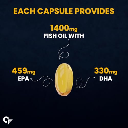 Image of Carbamide Forte Triple Strength Omega 3 Fish Oil Capsules Softgel 1400mg | Fish Oil Omega 3 Supplement 900mg For Men & Women | Omega3 Supplement for Heart, Joints, Bones & Skin | 10 Softgel Capsules