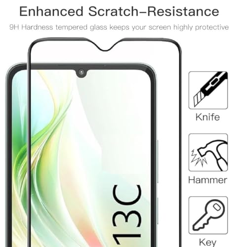 Image of Premium Tempered Glass Screen Protector Compatible For Redmi 13C / Poco C65 Cellphone (6.74 Inch,Pack Of 1)|Edge To Edge Coverage Full Protection With Installation Kit