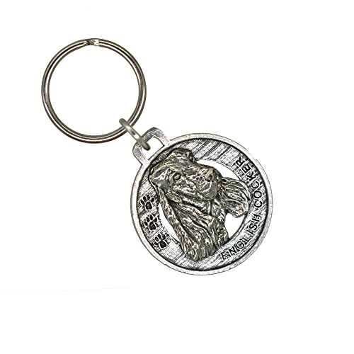 English Cocker Spaniel Keychain, D074KC, 1 1/2 inch, Dog, Spaniel, Metal, Gift, Handmade in The USA, Wide Range of Dog Designs Available, 100% American Made.
