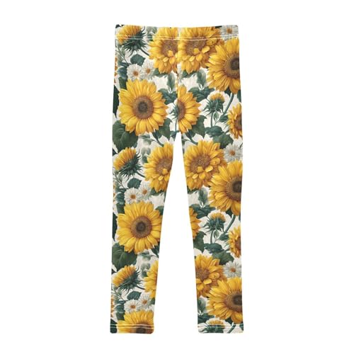 Girls Leggings Sunflower Florals Daisy Soft Toddler Leggings for Girls Kids Pants Size 4T-10T2