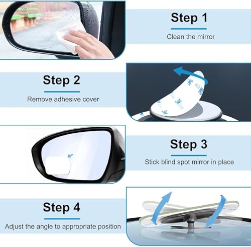Image of Rectangle Blind Spot Car Mirror Wide Angle Blind Spot Rear Mirror Convex 360 Degree view Blindspot with Frame (2 Pcs) for Car (RECTANGAR)