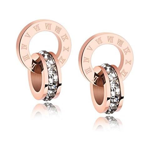 Crystalline Azuria Women 18ct Rose Gold Plated White Crystals Round Circle Stud Earrings Cover