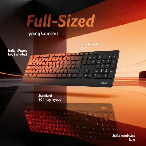 Image of Acer OfficeLite KM300 Wireless Keyboard & Mouse Combo | 2.4GHz USB Nano Receiver | 104-Key Full-Size Keyboard with Multimedia Keys | Silent Optical Mouse | Plug & Play | Windows, macOS & Linux - Black